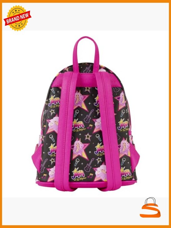 Hasbro Jem Holograms Mini Backpack Faux Leather Glitter Enamel Charm Daypack main image 4